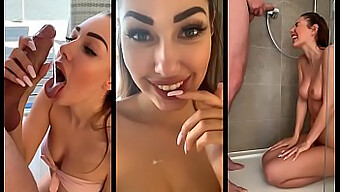 مراهقة جميلة تبلغ من العمر 18+ تحصل على فمها وكسها مملوءين بقضيب كبير