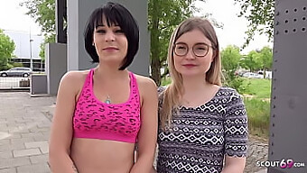 Watch Two Skinny Girls Experience Their First Threesome In Berlin