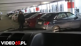 Amateur Girl Gives A Blowjob In Car On A Public Parking Lot