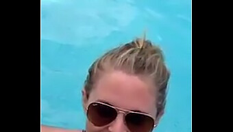 Blonde Blowjob In Public Pool On Camera