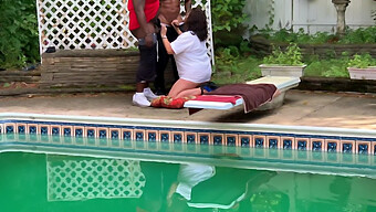 Big Black Cock Slut Wife Sucks Hard On Poolside