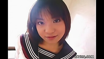 Uninhibited Japanese Teen Faces Her Own Cum