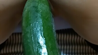 Teen (18+) Gets Her Tight Pussy Stretched With A Cucumber