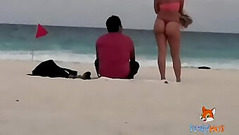 Amateur Wife Flaunts Her Curves On The Beach In A Thong