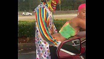 Public Sex With A Black Ebony Clown And A Hot Brunette